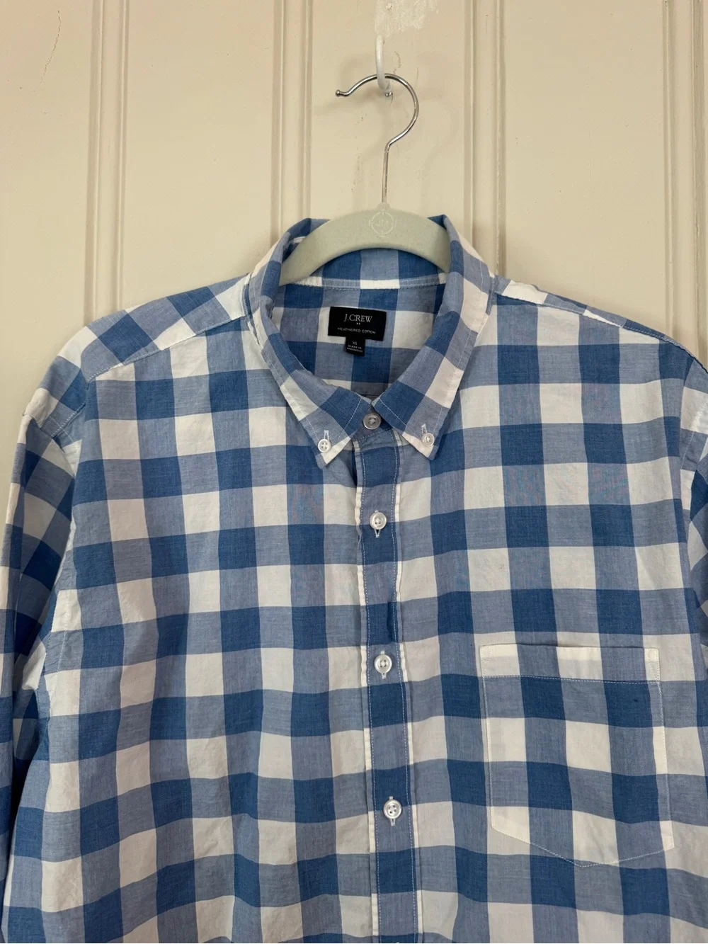 J. Crew Women’s XL Blue White Gingham Button-Down Shirt Lightweight
